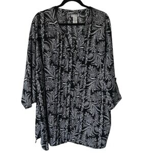 Catherines Women's Blouse Tunic Plus Size‎ 3X 26/28W V-Neck Button Up Boho